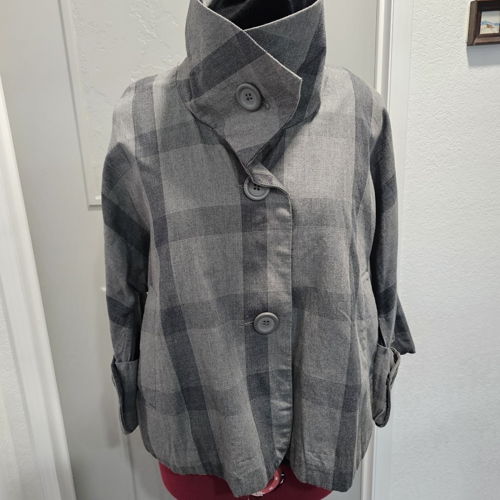 a.n.a Gray Plaid Oversized Jacket Small